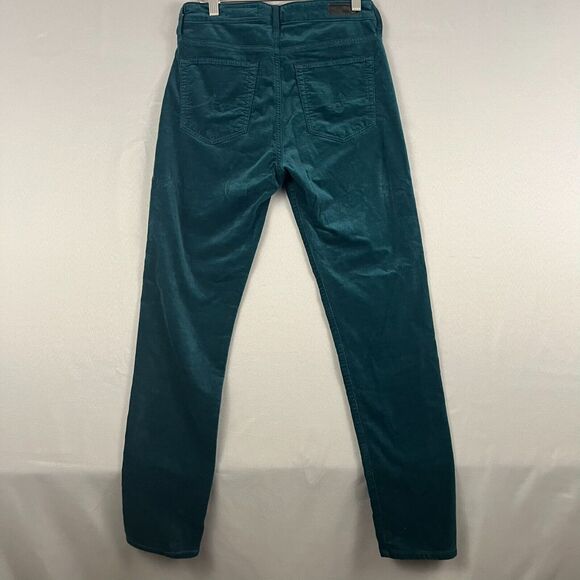 AG Jeans Anthropologie Stevie Ankle Pants 28R Emerald Green Holiday Velvet - Picture 5 of 8